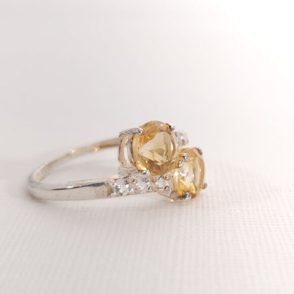 Brazilian Citrine Bypass Ring Sterling Silver Size 6 - Picture 3 of 8